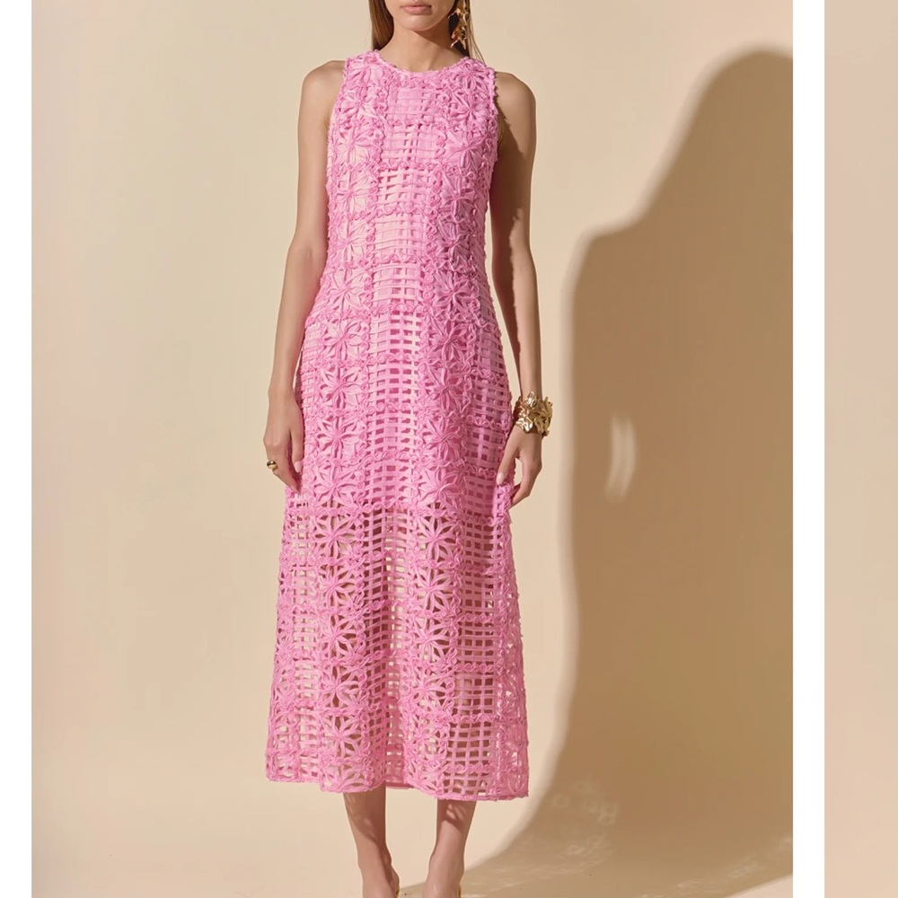 Endless Rose Pink Crochet Midi Dress